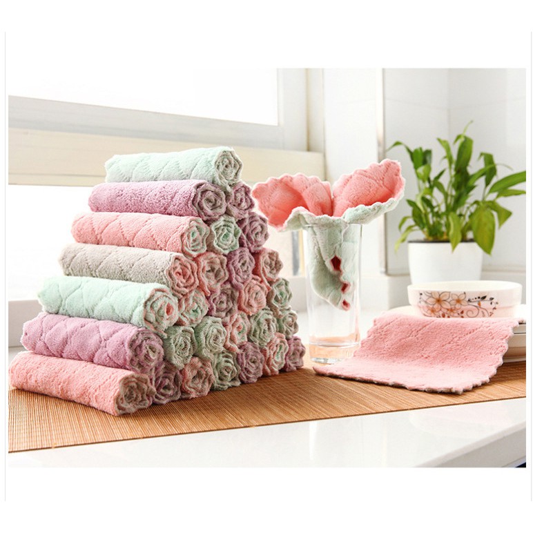 [HCM][SÉT 3 KHĂN] Khăn Lau 2 Mặt Siêu Thấm Tốt