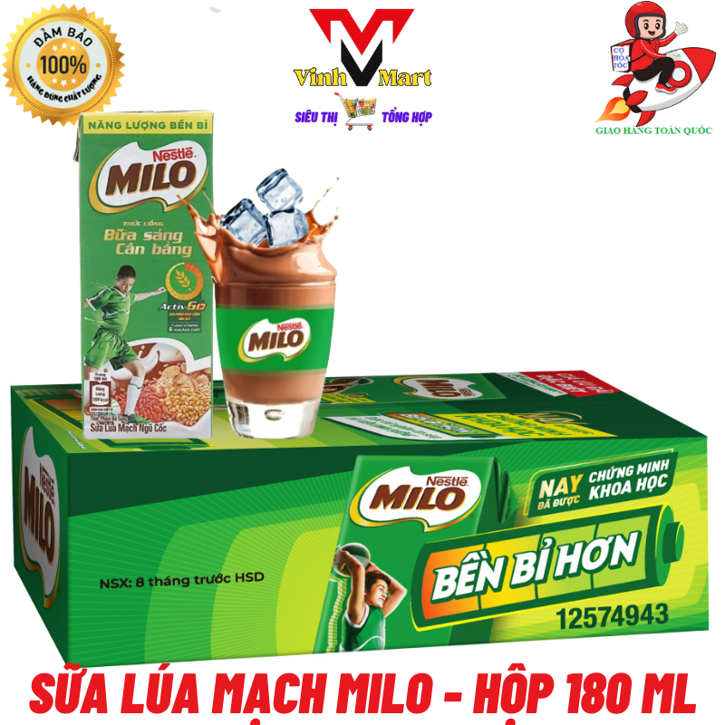 Thùng 48 hộp sữa lúa mạch Milo 180ml