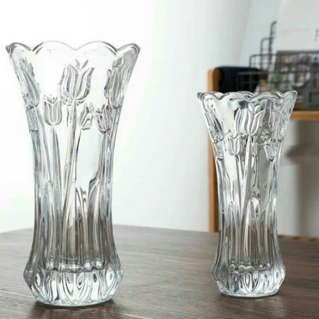 Set 2 Bình cắm hoa thủy tinh cao 25cmx12cm