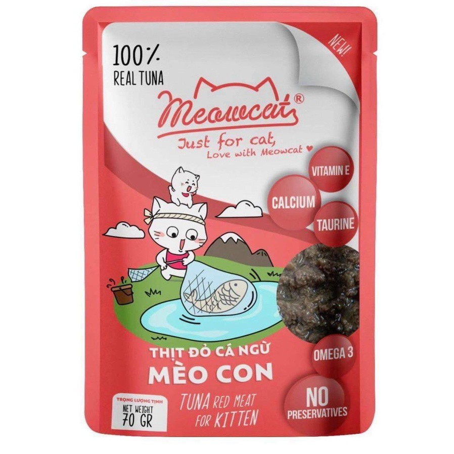 [COMBO 48 GÓI MIX 9 VỊ] Pate Cho Mèo Meowcat Gói 70gr – Nhiều Vị - [Nông Trại Thú Cưng]