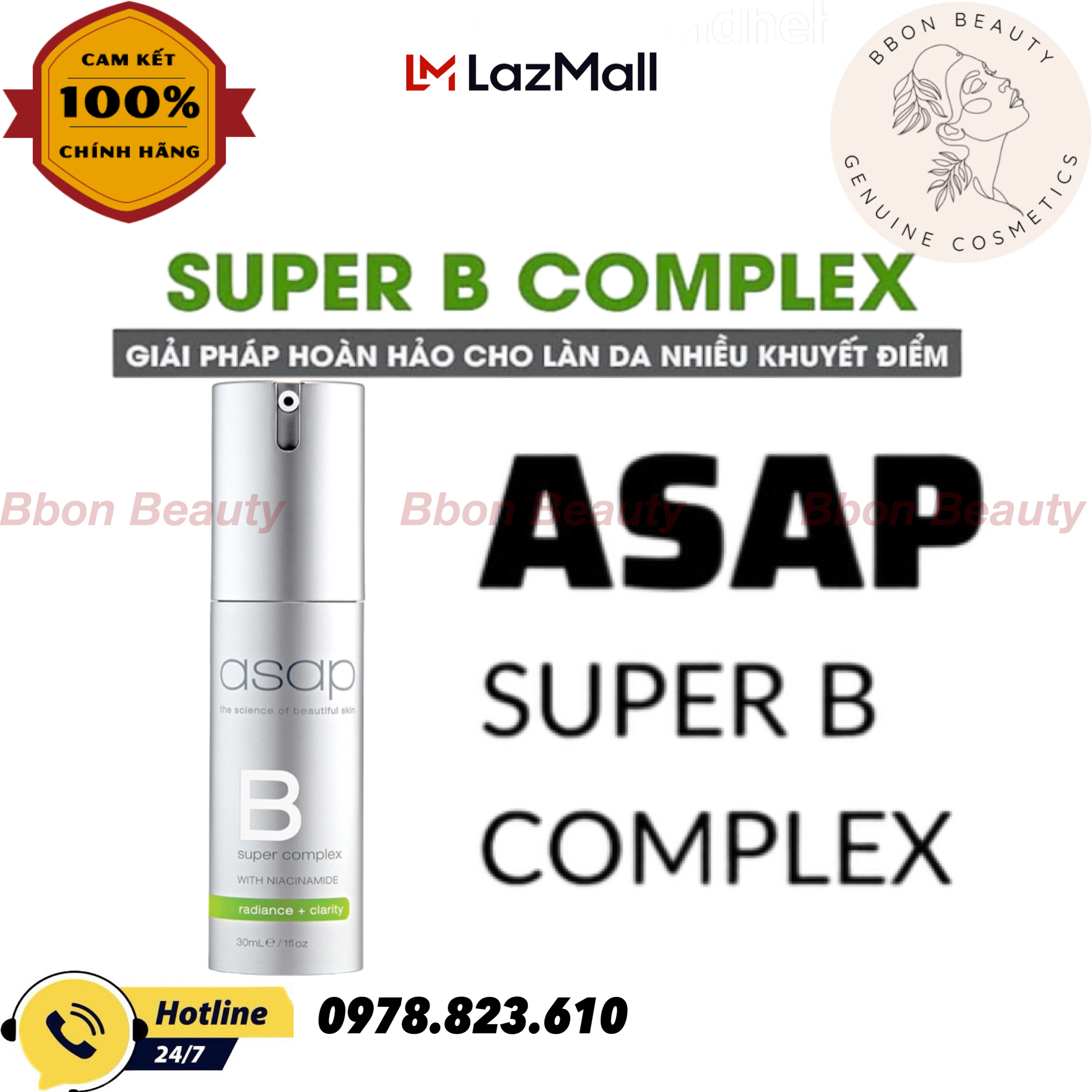 Tinh Chất Làm Giảm Nếp Nhăn Asap B Super Complex With Niacinamide 30ml - BBon Beauty Chính hãng