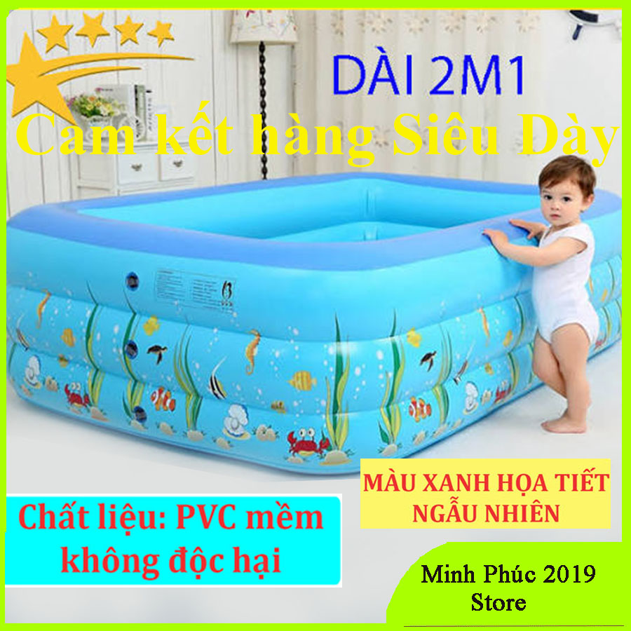 Bể bơi phao gia đình 3 tầng 2m1 bể bơi 3 tầng 2m1 đáy dày chống trượt và tặng kèm bộ vá bể