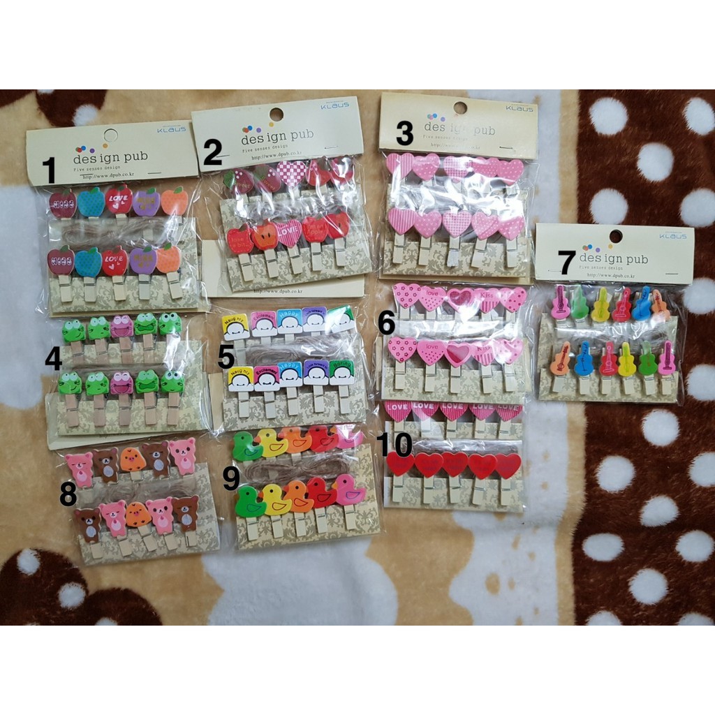 Kẹp Gỗ Hình Treo Ảnh ( set 10 kẹp 2m dây)