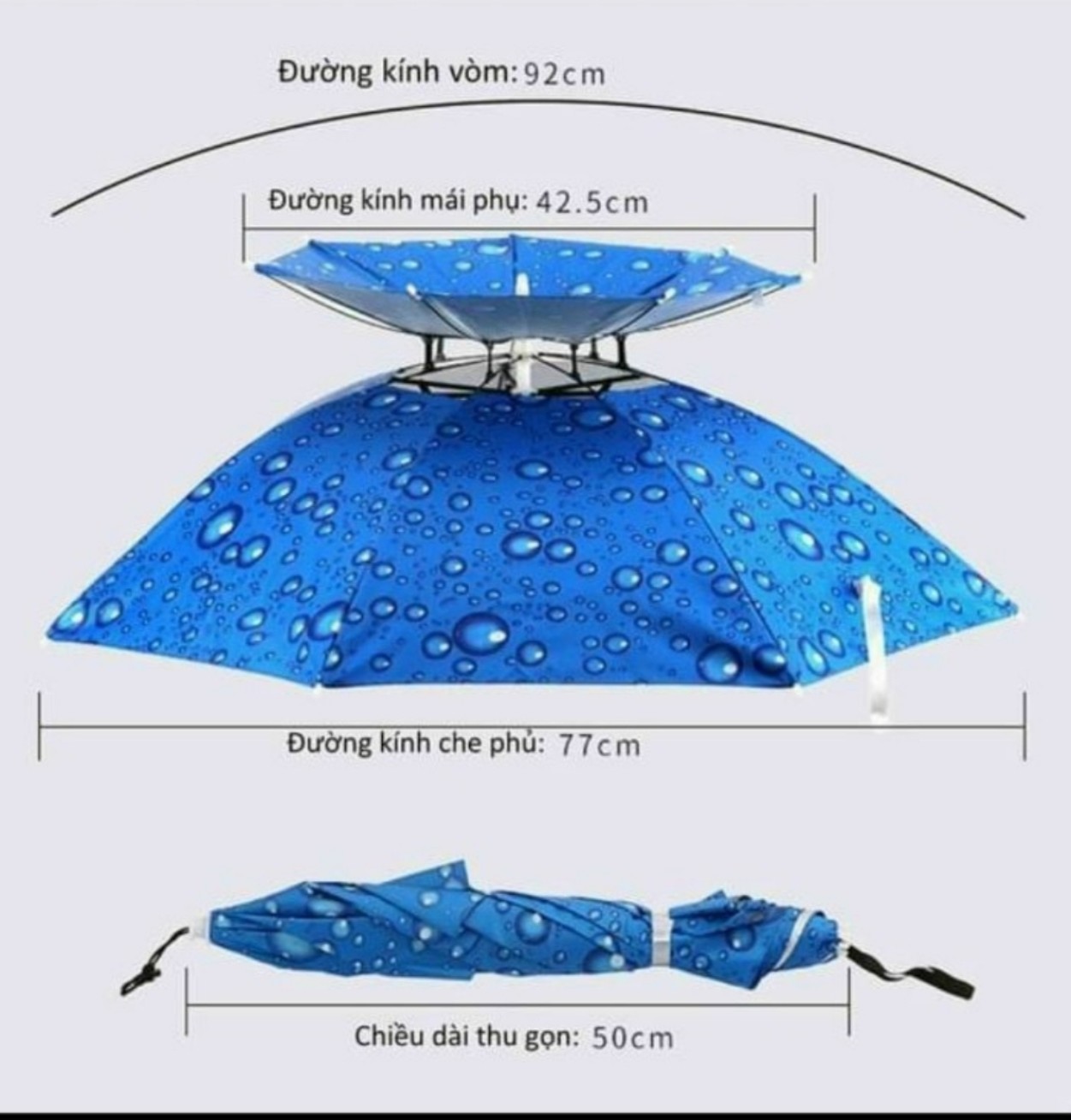 Dù đội cầu câu cá 2 tầng che nắng, mưa