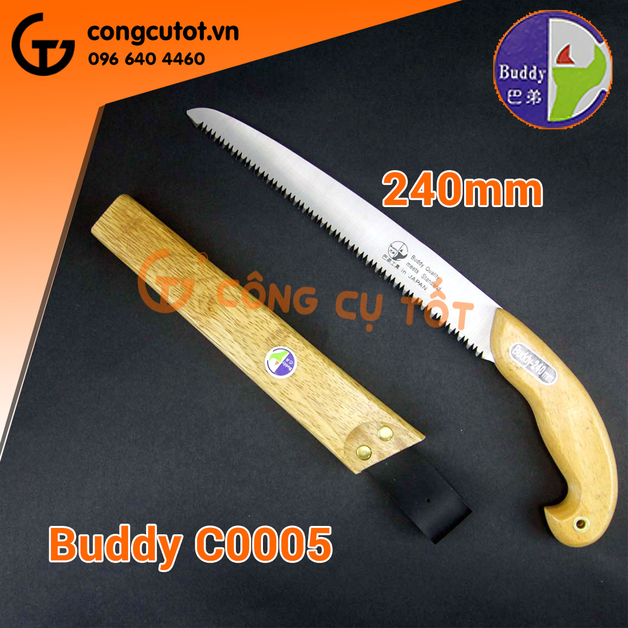 Cưa cành cây vỏ gỗ 240mm Buddy C0005