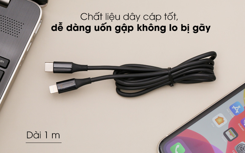 Cáp Type C - Lightning 1m Xmobile CL-PD01-1000 Đen ( Like New )