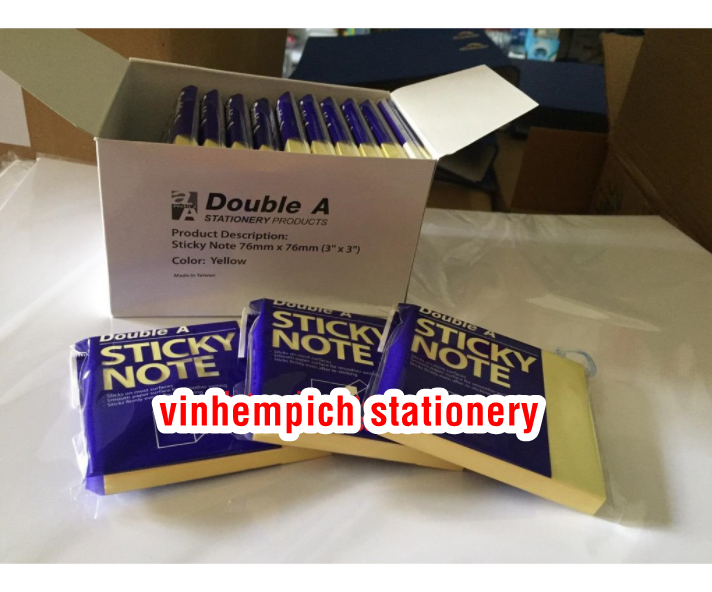 Hộp 12 xấp DoubleA 3x3 (76x76mm) - Giấy note Combo 12 tệp