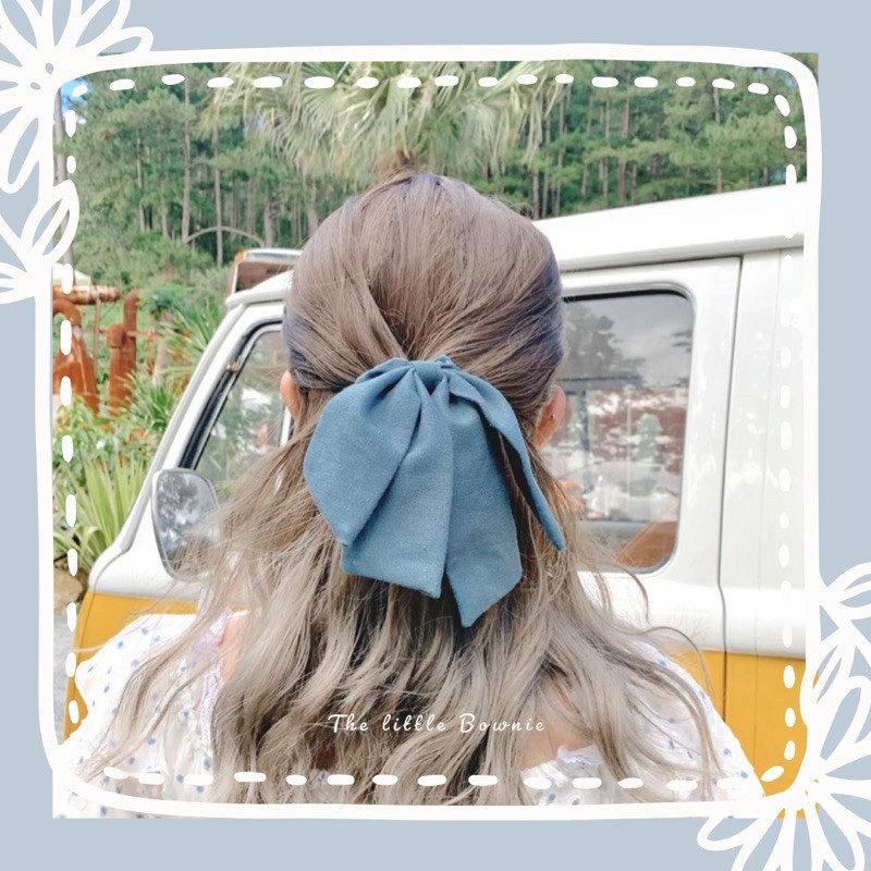 Cột tóc vải nơ đôi Petal Scrunchie The little Bownie