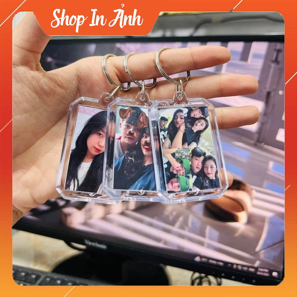 Móc Khóa mica in hình 2 mặt theo yêu cầu, in mã QR thanh toán