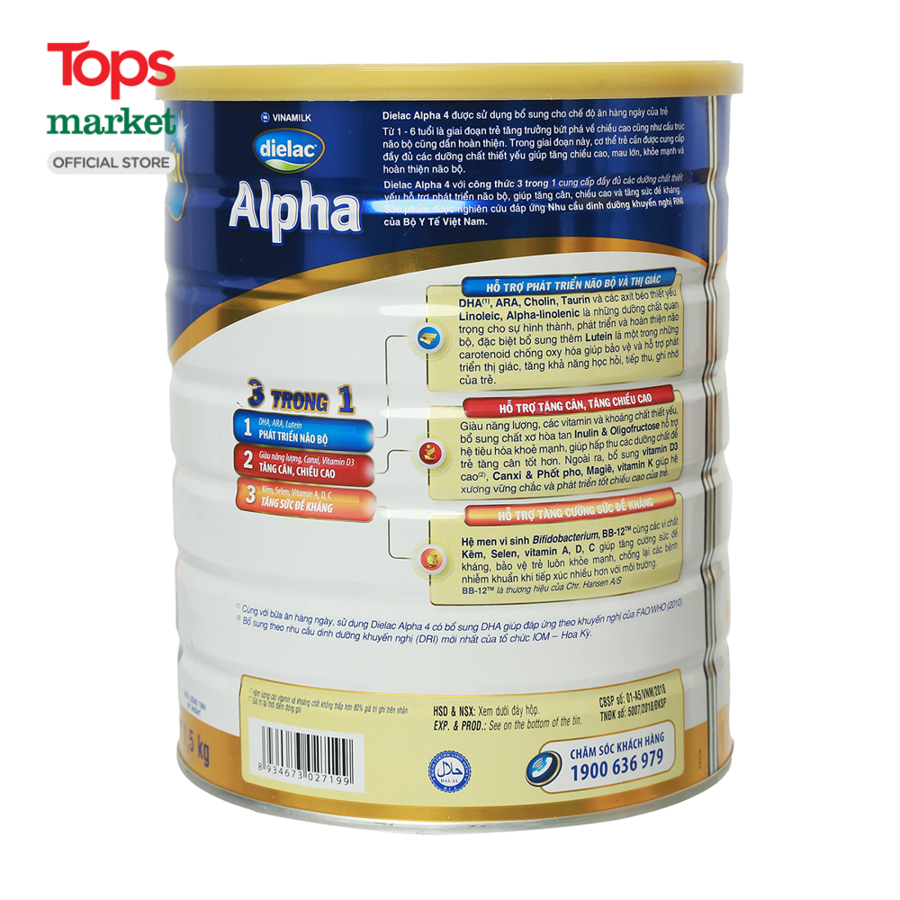 Sữa Bột Dielac Alpha 4 (2-6 tuổi) 1.5KG - Siêu Thị Tops Market
