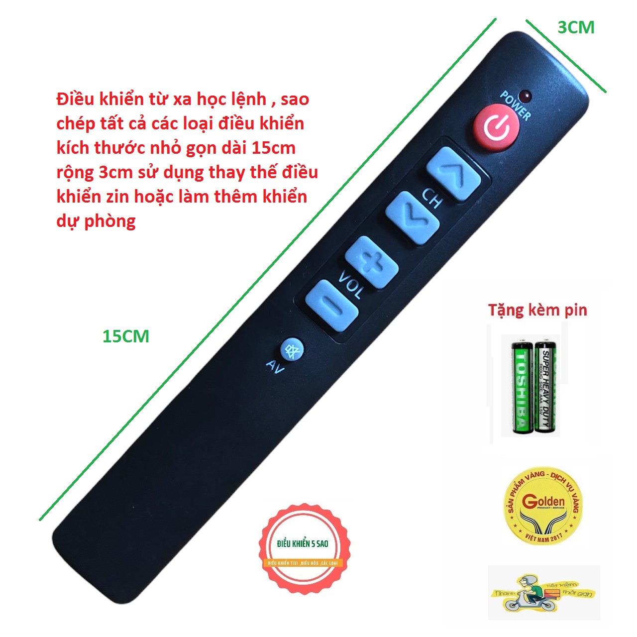 Điều khiển từ xa học lệnh 6 nút dùng cho tivi , Điều Hòa ,Đầu DVD và nhiều loại khác nhau nữa có hướng dẫn cài đặt trong tờ giấy gửi kèm - tặng pin - Bảo hành 3 tháng sử dụng