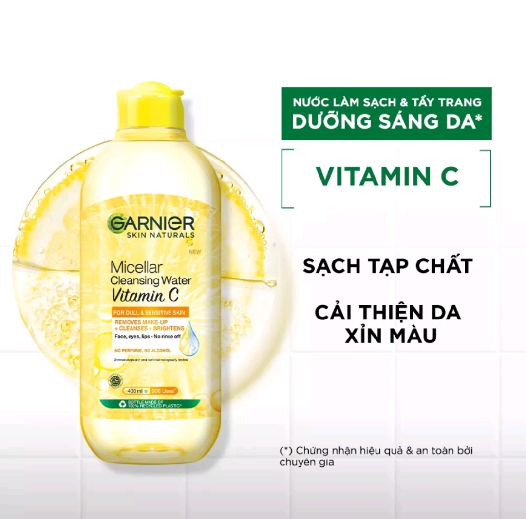 Nước tẩy trang Garnier Micellar Cleansing Water tẩy trang da mặt dịu nhẹ sạch sâu - Garnier vàng, xanh và hồng