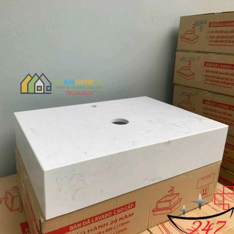 Bàn đá đặt lavabo trắng cao cấp