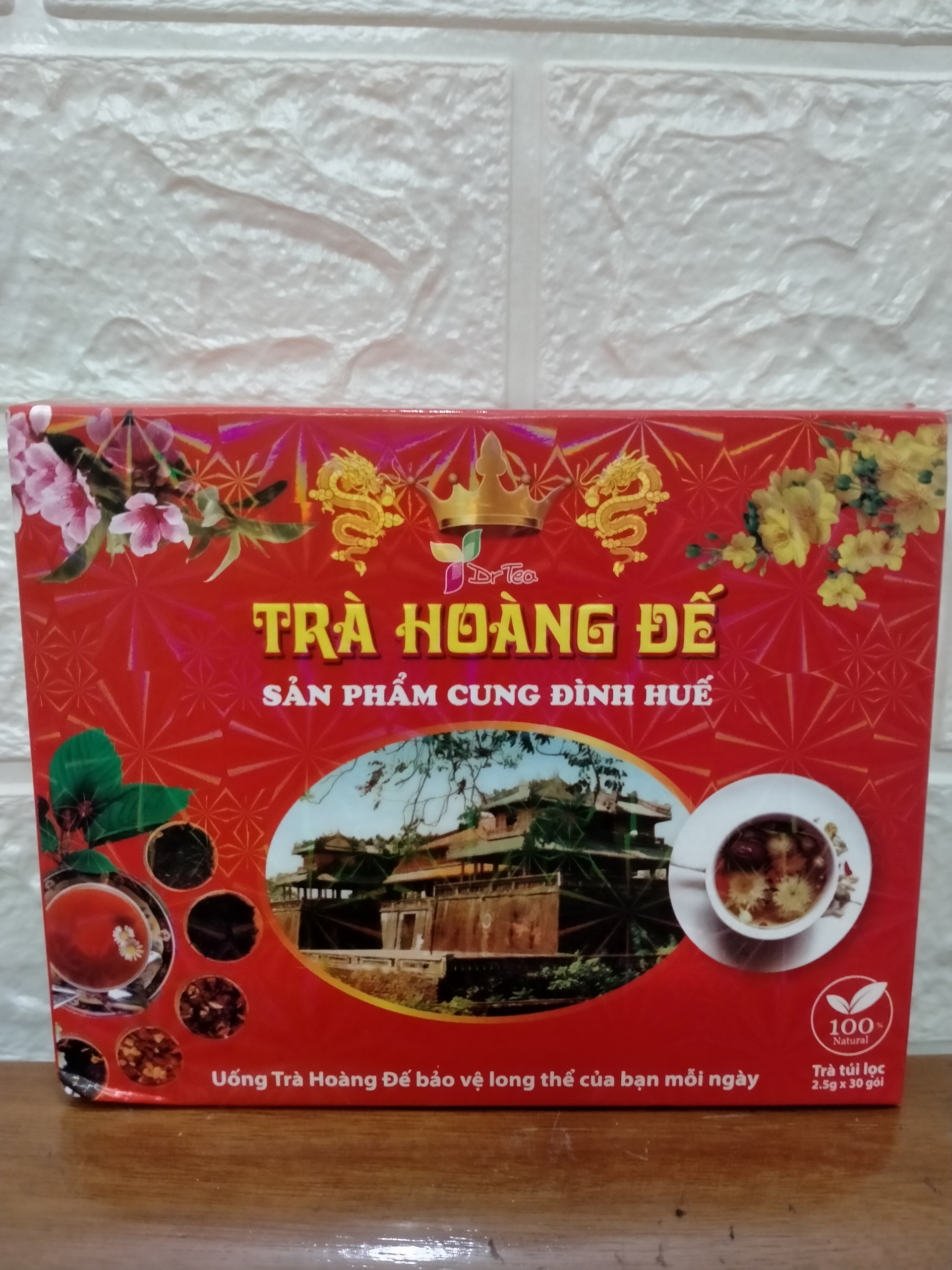 Trà Hoàng Đế túi lọc ( LOẠI HỘP TO 30 gói x 2,5g , ĐẶC SẢN HUẾ )