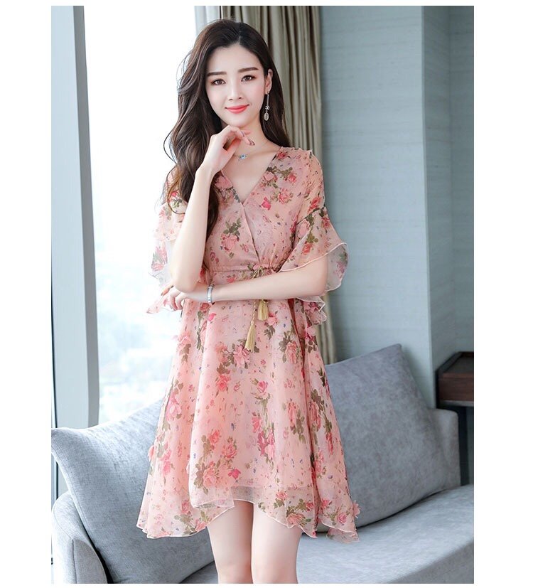 Đầm xòe hồng hoa sang trọng cao cấp beyeu1688 - by4306