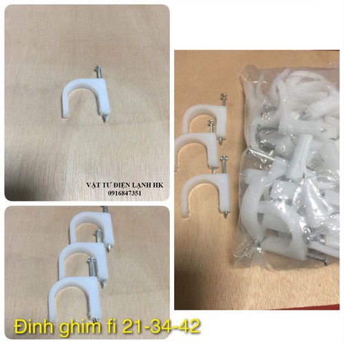 1 Túi - Đinh ghim móc giữ ống nước dây điện phi 21 34 42 mm - đinh móc ghim tròn