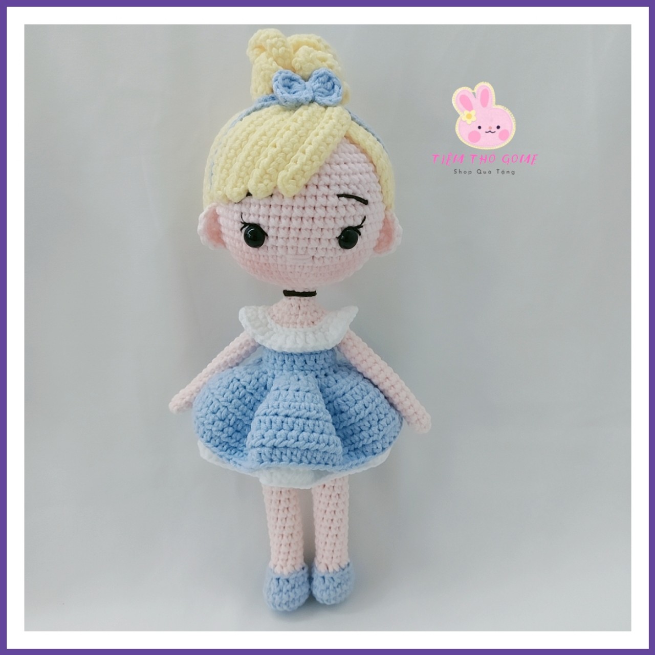 Búp bê len móc Handmade - Búp Bê Cô Bé Lọ Lem bằng len ( Hàng có sẵn)