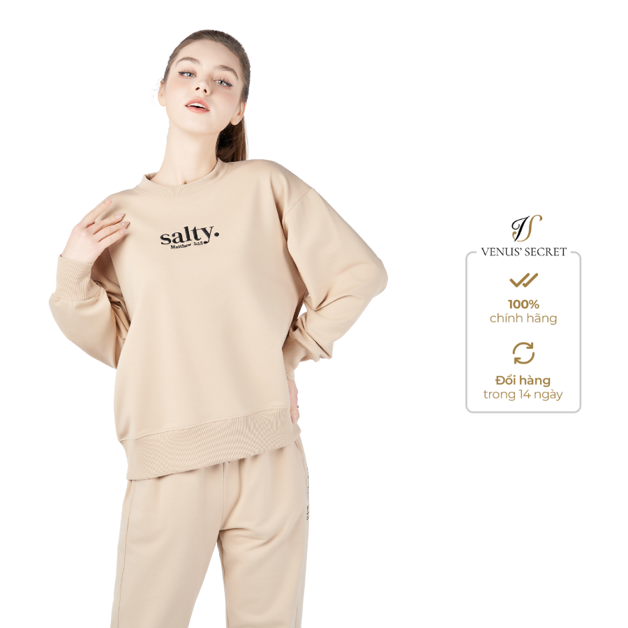 Set nỉ quần dài thêu Salty màu be