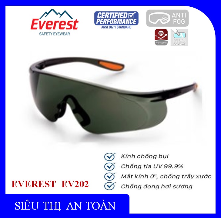 Kính bảo hộ lao động, kính thời trang cao cấp Everest EV202 chống bụi , chống khúc xạ , chống tia UV
