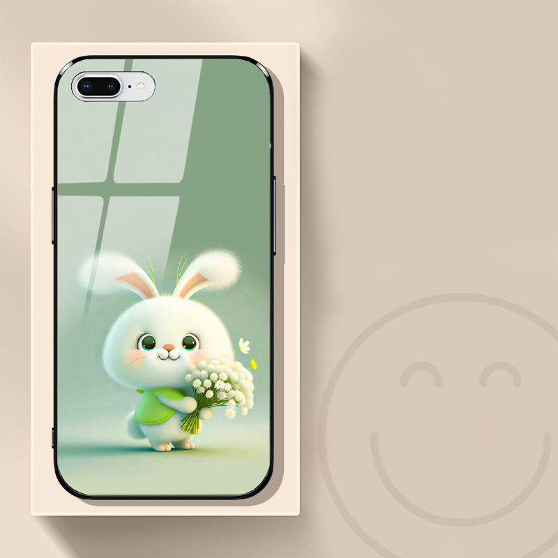 Ốp lưng iphone 7/8/7 plus/8 plus mặt kính in hình gấu dễ thương