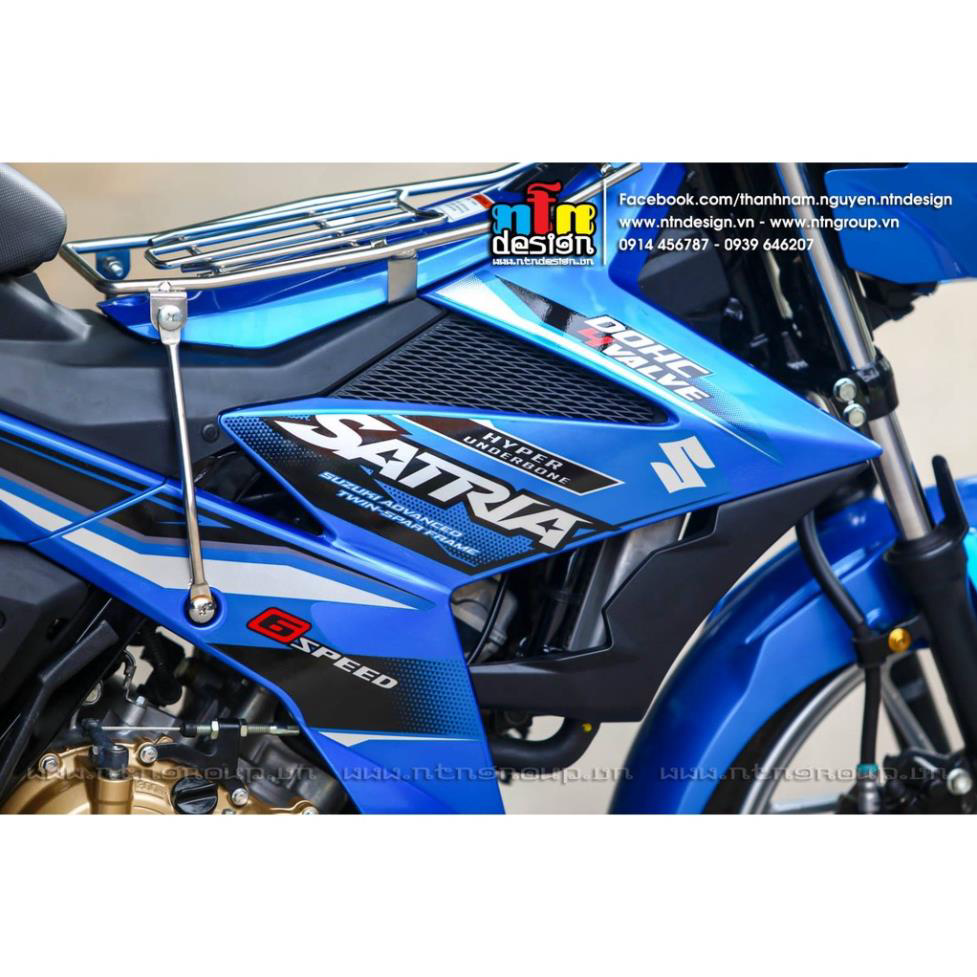 Tem Rời Dán Xe Satria FI Mẫu Xanh