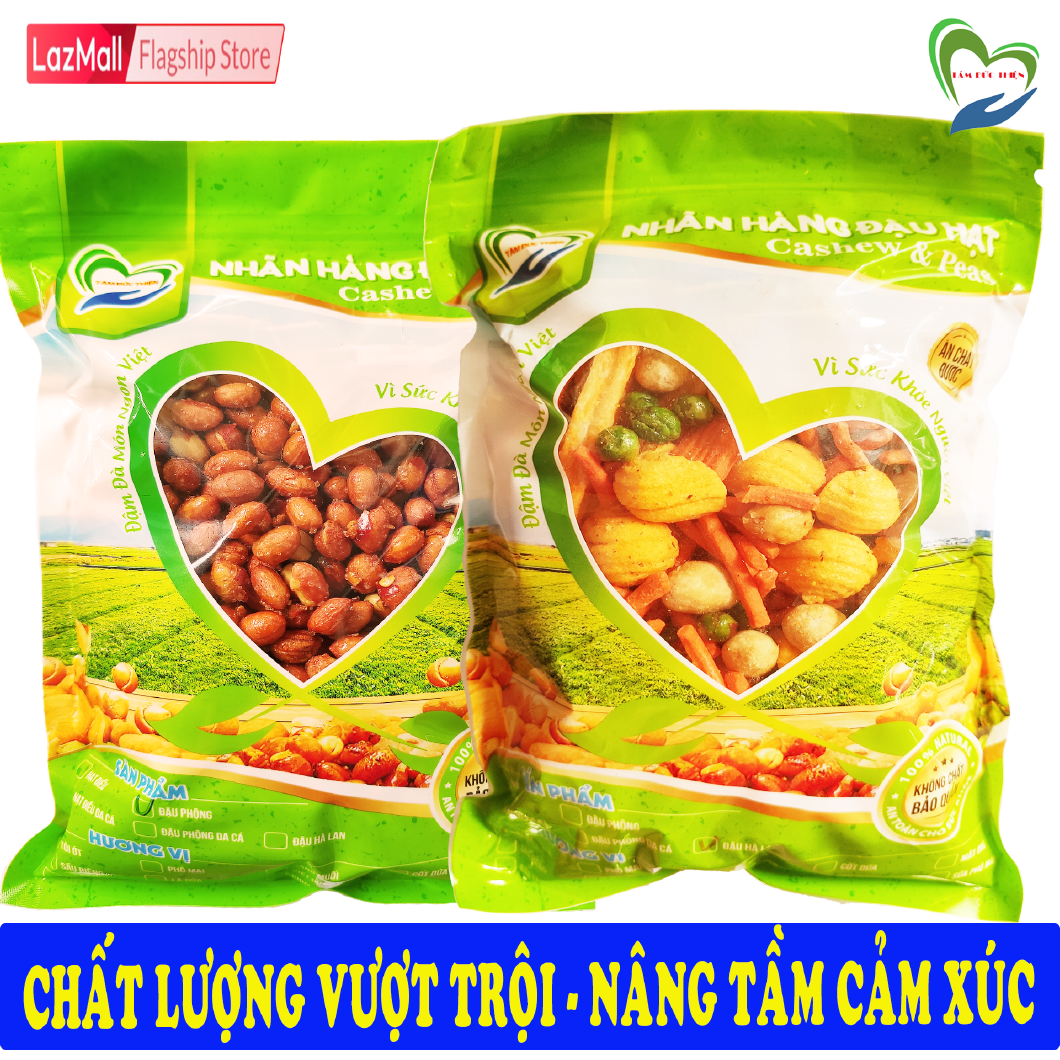 Combo 2 Túi ZIP 2 Vị: Đậu Phộng Rang Tỏi Ớt 500GR và Ngũ Cốc Thập Cẩm Funmix 405GR Tâm Đức Thiện Thực Phẩm Đóng Gói Đóng Hộp Ăn Liền đồ ăn vặt Lazada bánh kẹo quà Tết