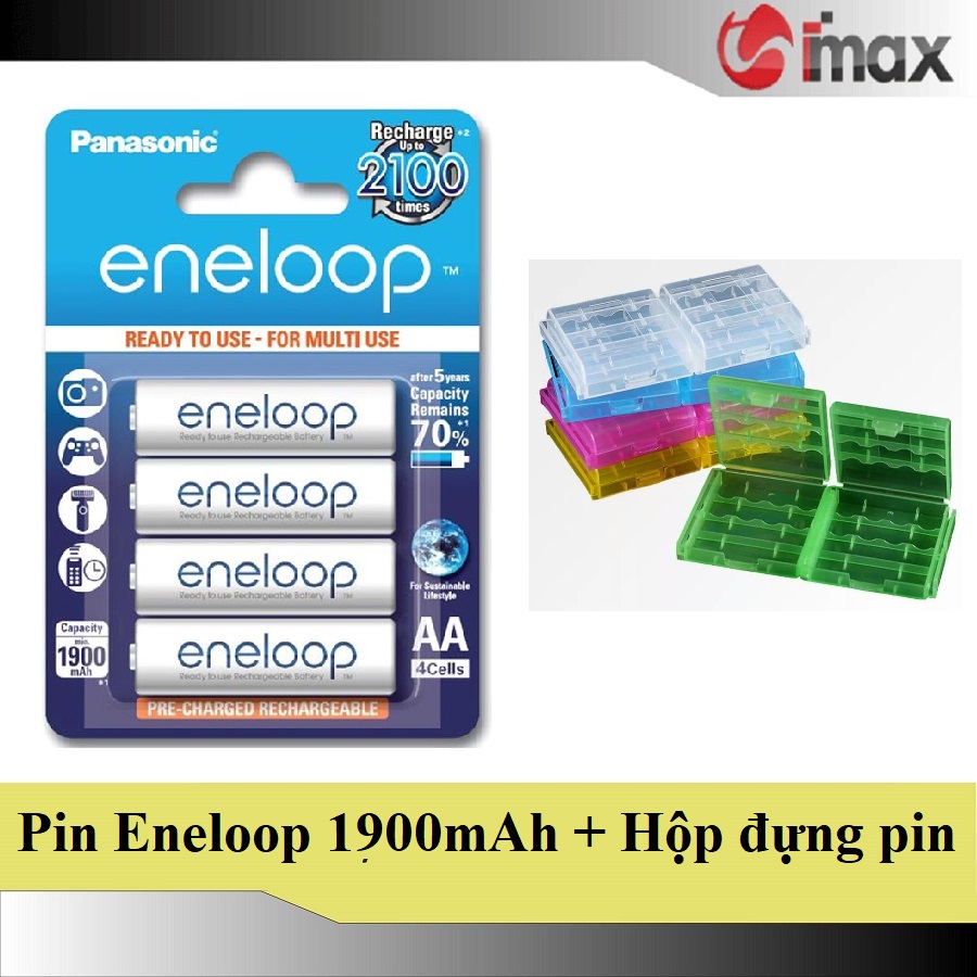 Pin sạc aa - panasonic - eneloop 1900mah + hộp đựng pin