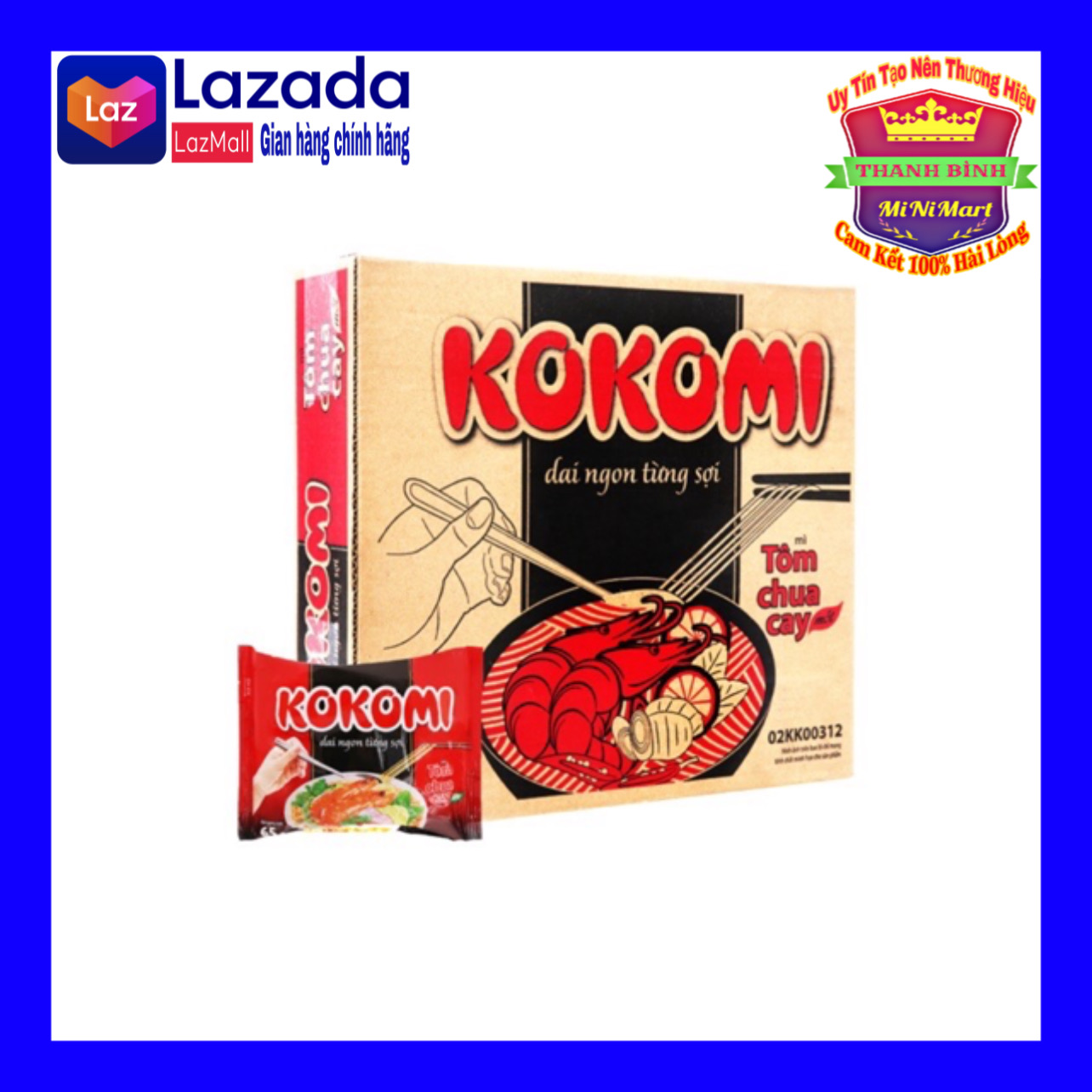Thùng Mì KOKOMI Tôm Chua Cay 30 gói 65GR