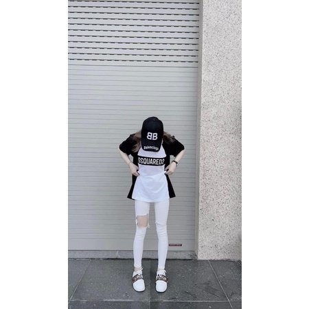 Áo DSQ phối 2 màu chất cotton su 3H8N