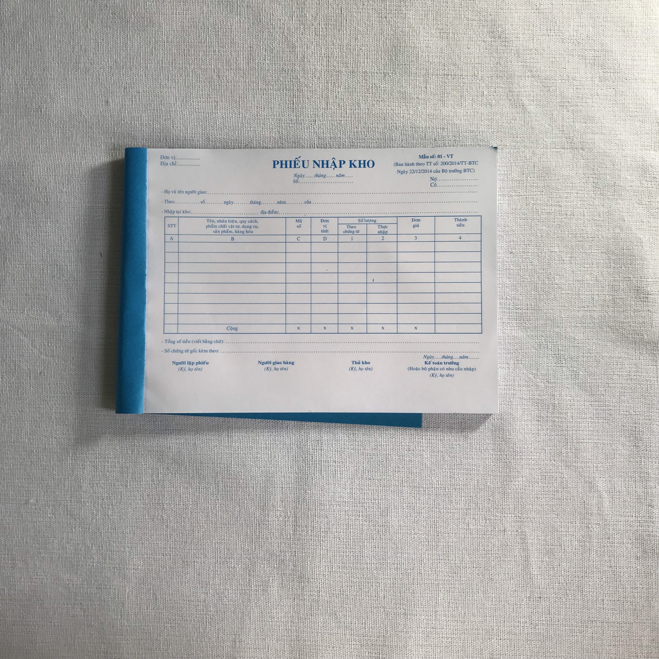 PHIẾU NHẬP KHO 2 LIÊN  A5 15x21 50 BỘ (H)