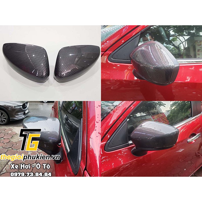 Bộ ốp gương chiếu hậu mazda 2 2015-2021 vân carbon cap cấp