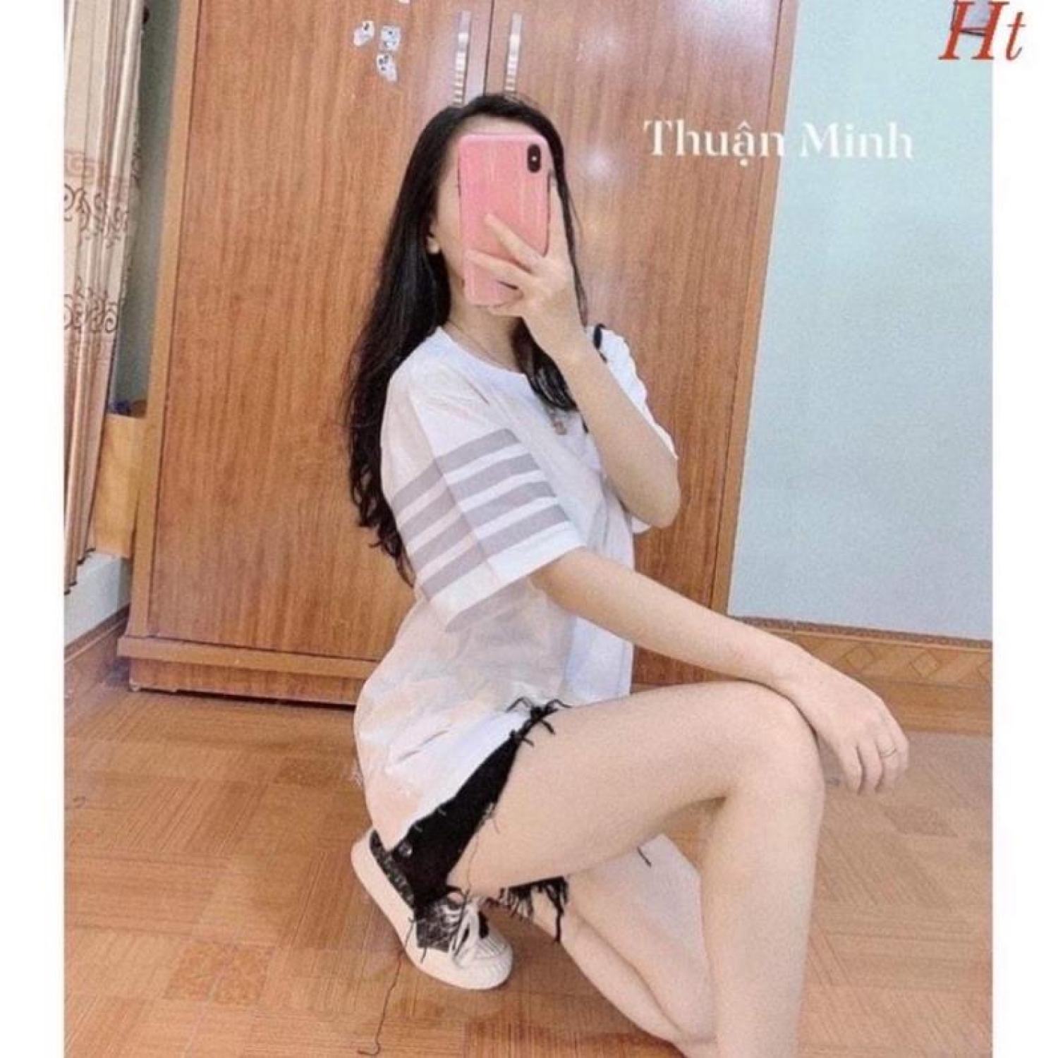 Áo phông tay lỡ 4 sọc tay vạch ngang Ht