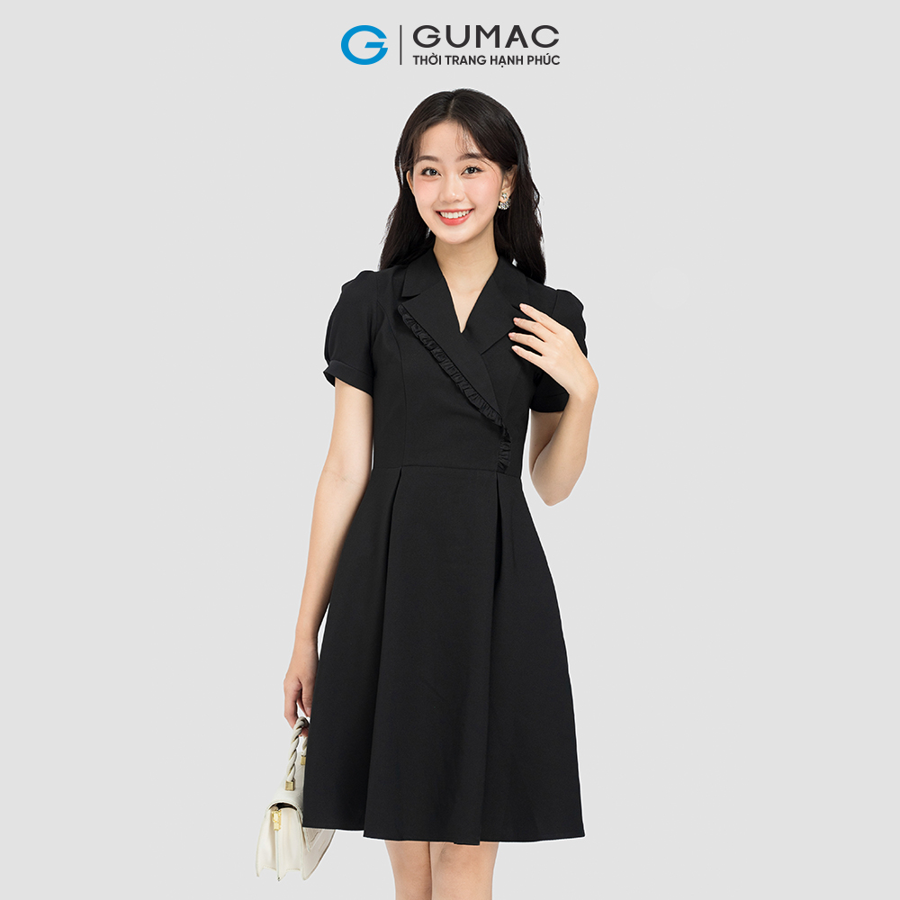 [15 - 17.5 | TẶNG QUÀ đơn từ 499K] Đầm form A GUMAC, đầm cổ vest phối bèo DC08029