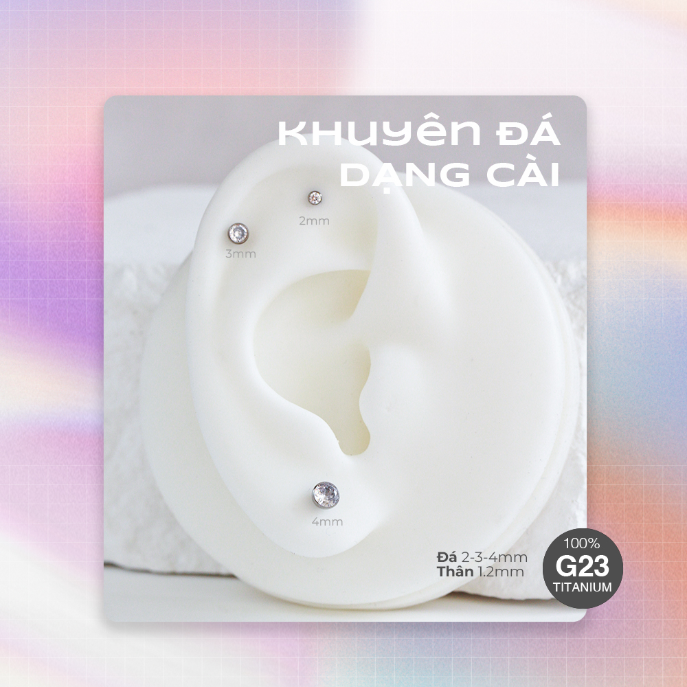 (1 Chiếc) Khuyên đá cài thân 1.2mm - Titanium - Khoen Store