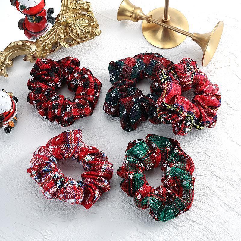[HCM]Dây cột tóc vải scrunchies họa tiết giáng sinh - UniLabel