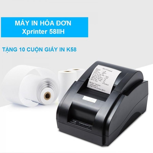 Máy In Hóa Đơn Xprinter 58IIH Khổ Giấy K58 Tặng Ngay 10 Cuộn Giấy In K58