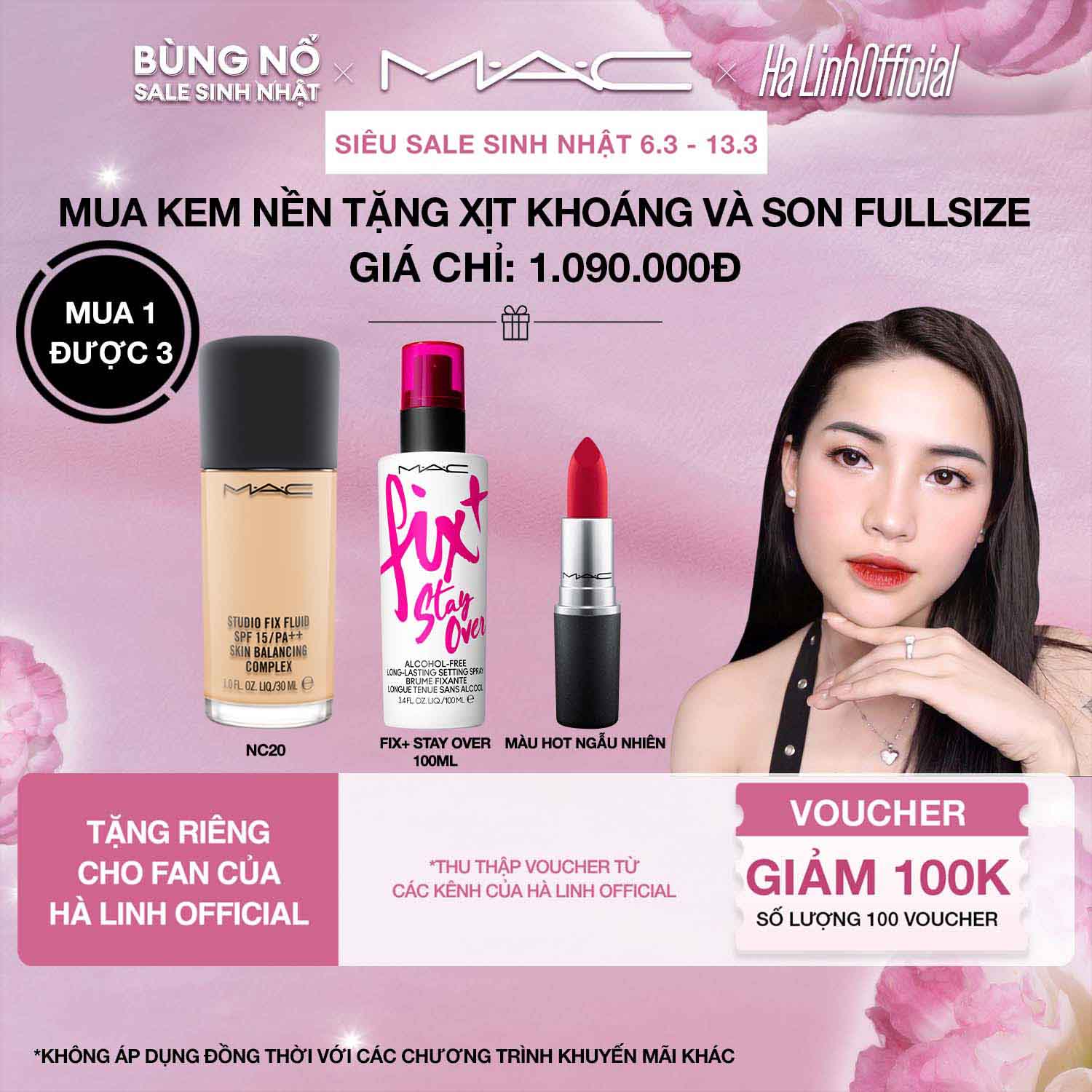 [ƯU ĐÃI ĐẶT TRƯỚC 25.10-10.11] MAC - MUA 1 TẶNG 1: Phấn nền phủ dạng nén MAC Studio Fix Powder Plus Foundation 15g x2 (Giá thực 2.180.000vnd)
