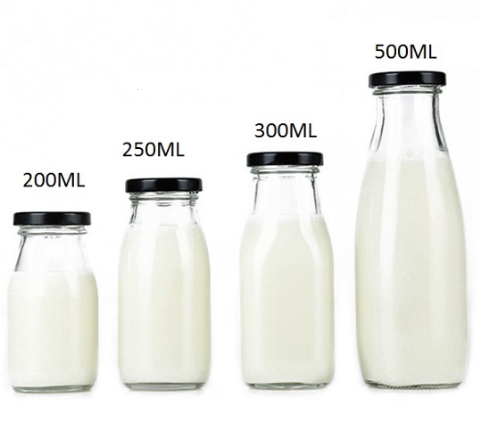 Chai Thuỷ Tinh 200ML Nắp Thiếc Đựng Sữa ,Nước Ép