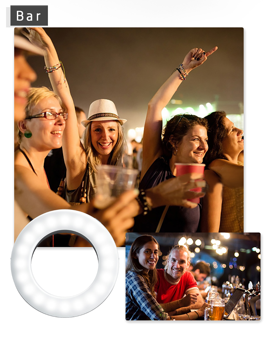 KIPRUN Selfie Ring Light [3 Light Modes] [Rechargeable], Clip on Phone Camera LED Light, Adjustable Brightness Selfie Circle Light for iPhone X Xr Xs Max 7 8 Plus 11 Pro Android iPad Laptop