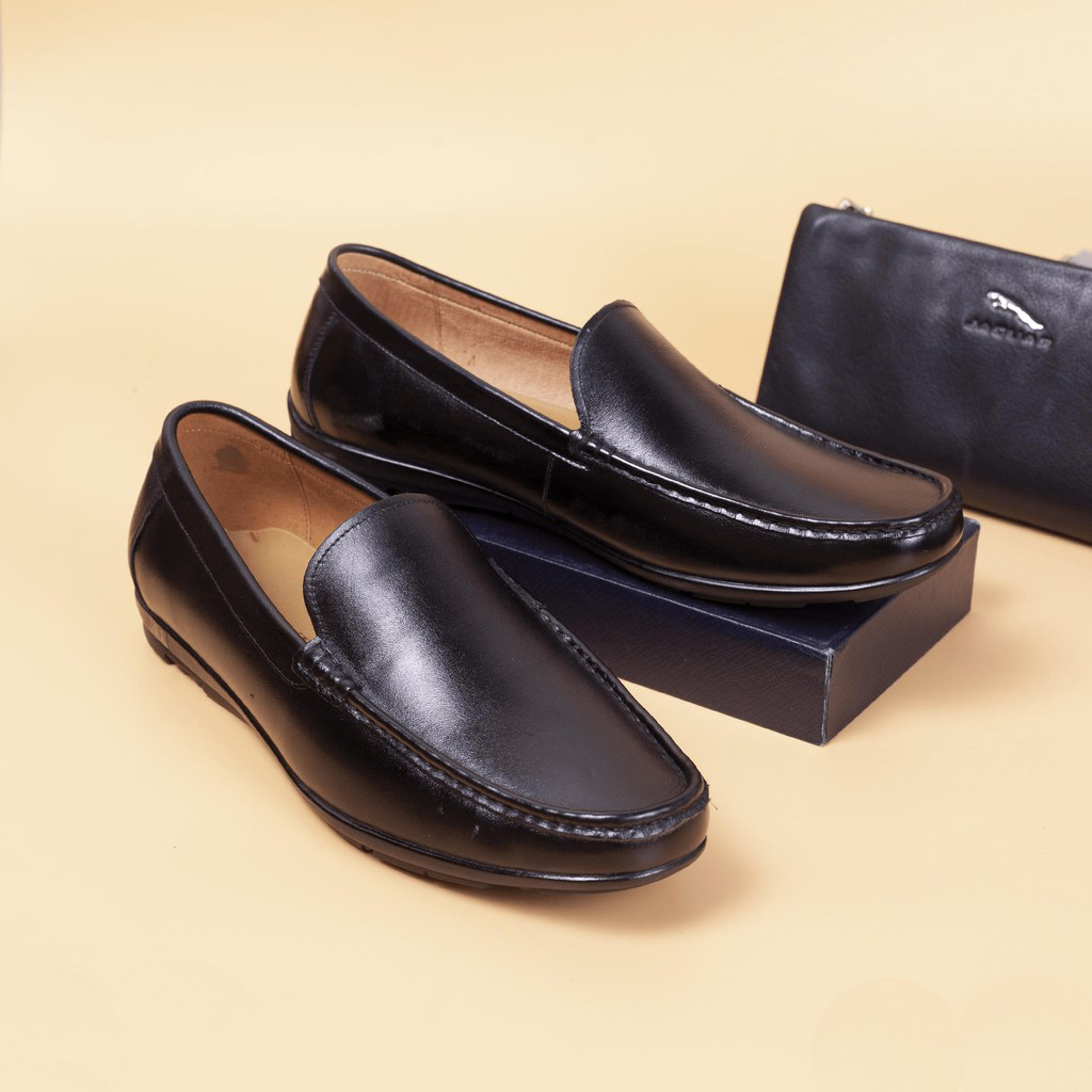 Giày mọi nam da bò Giày lười nam da bò Giày xỏ giày mọi nam cao cấp trơn bóng da bò dày hàng hiệu giá rẻ M-1 màu đen Genuine Leather Men Casual Shoes Brand 2021 Italian Men Loafers Moccasins Breathable Slip on Black Driving Shoes