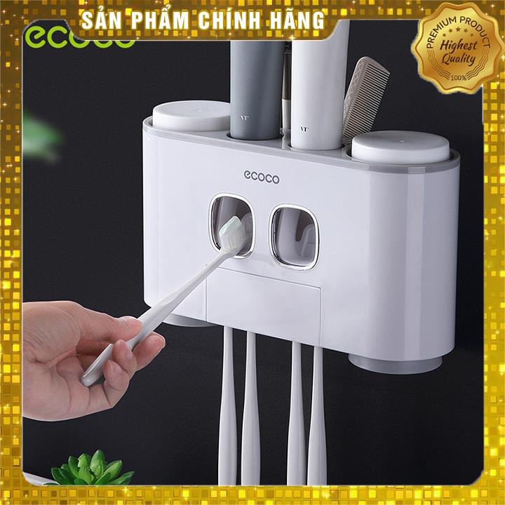 [Xem video] Bộ nhả kem cao cấp 4 cốc Ecoco E1802 - Kệ nhả kem - Hộp treo bàn chải đánh răng - Bộ nhả kem tự động - Dụng cụ nặn kem - Dụng cụ nhà tắm - Kệ treo bàn chải - Kệ dán tường - Không khoan tường - Kệ nhà vệ sinh