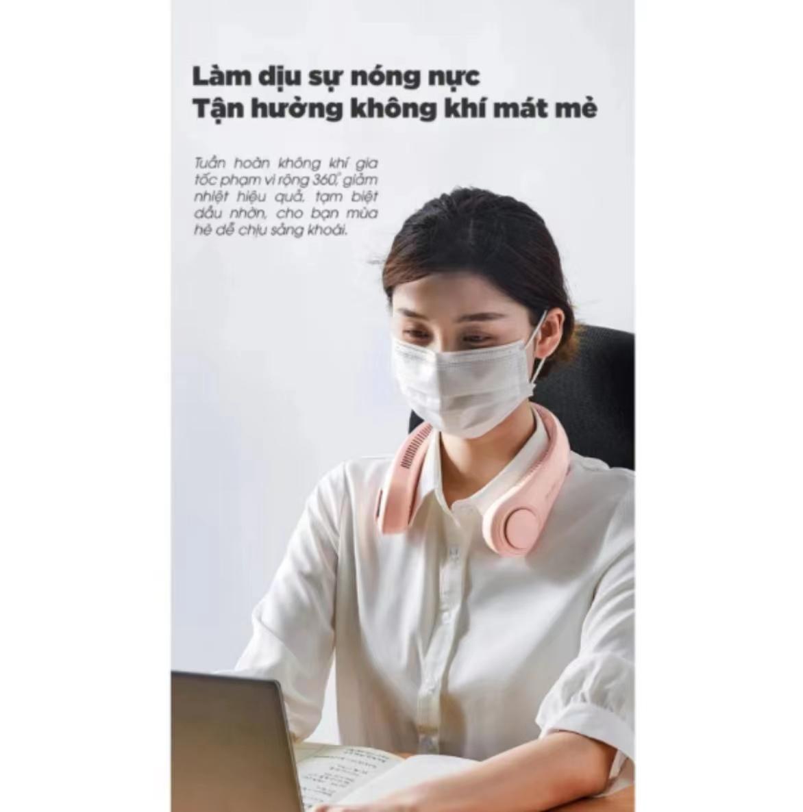 quạt đeo cổ, chống ồn , xạc tích điện USB