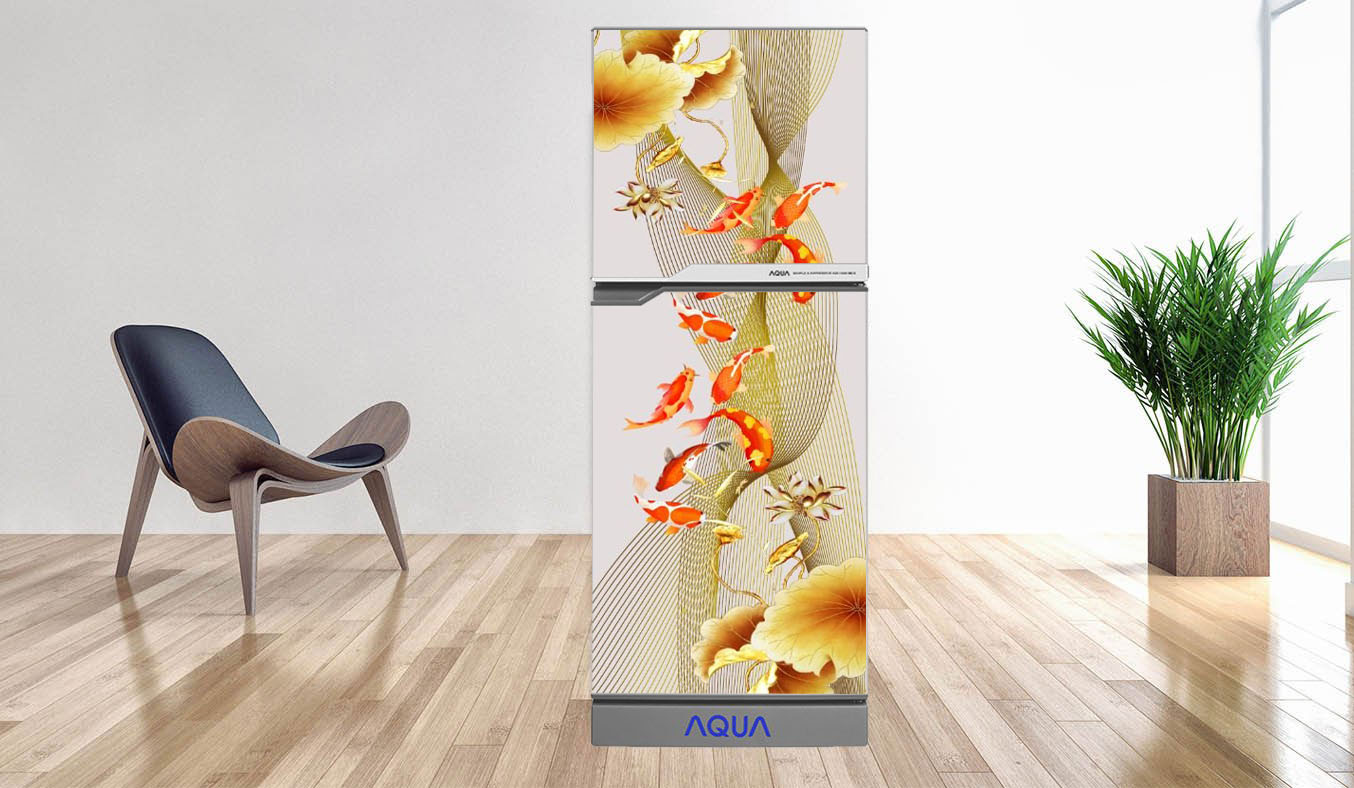 [HCM]Decal dán trang trí tủ lạnh - Hoa sen Cá chép- Chất liệu cao cấp