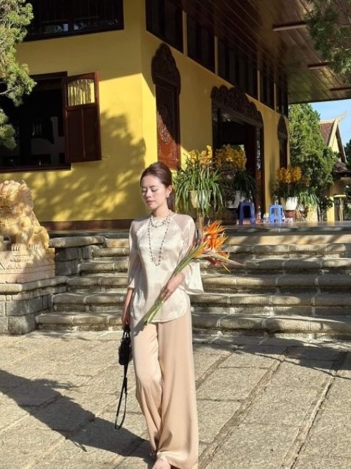 Set lam/Pháp phục đi chùa tơ voan cao cấp