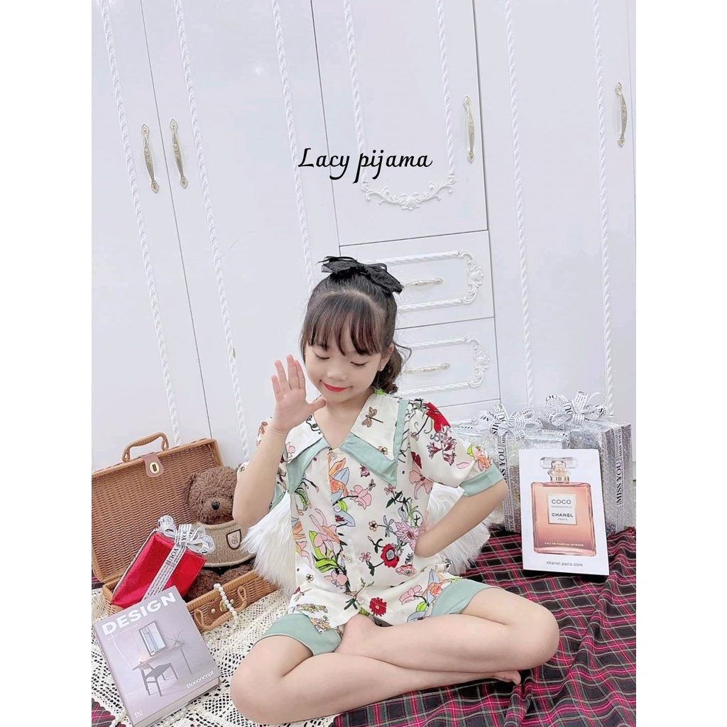 Size dại 22- 40kg: bộ pijama lụa đại hè 2 chất lụa mango cực thích cho bé gái - bpldh2