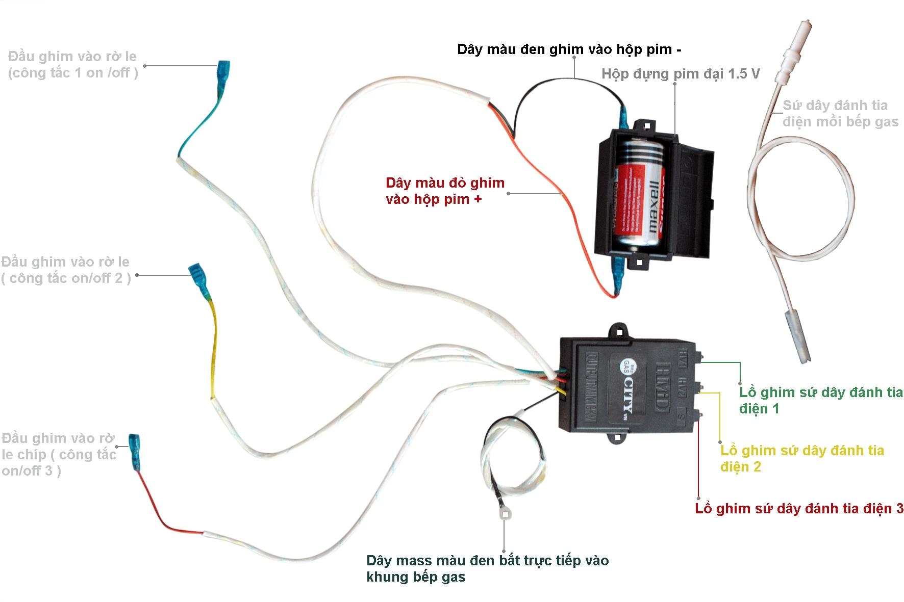 Ic đánh lửa bếp ga âm 3 lò