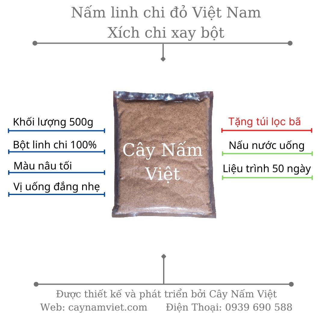 Nấm linh chi đỏ 500g xay bột ( Giống xích chi Việt Nam) CNV