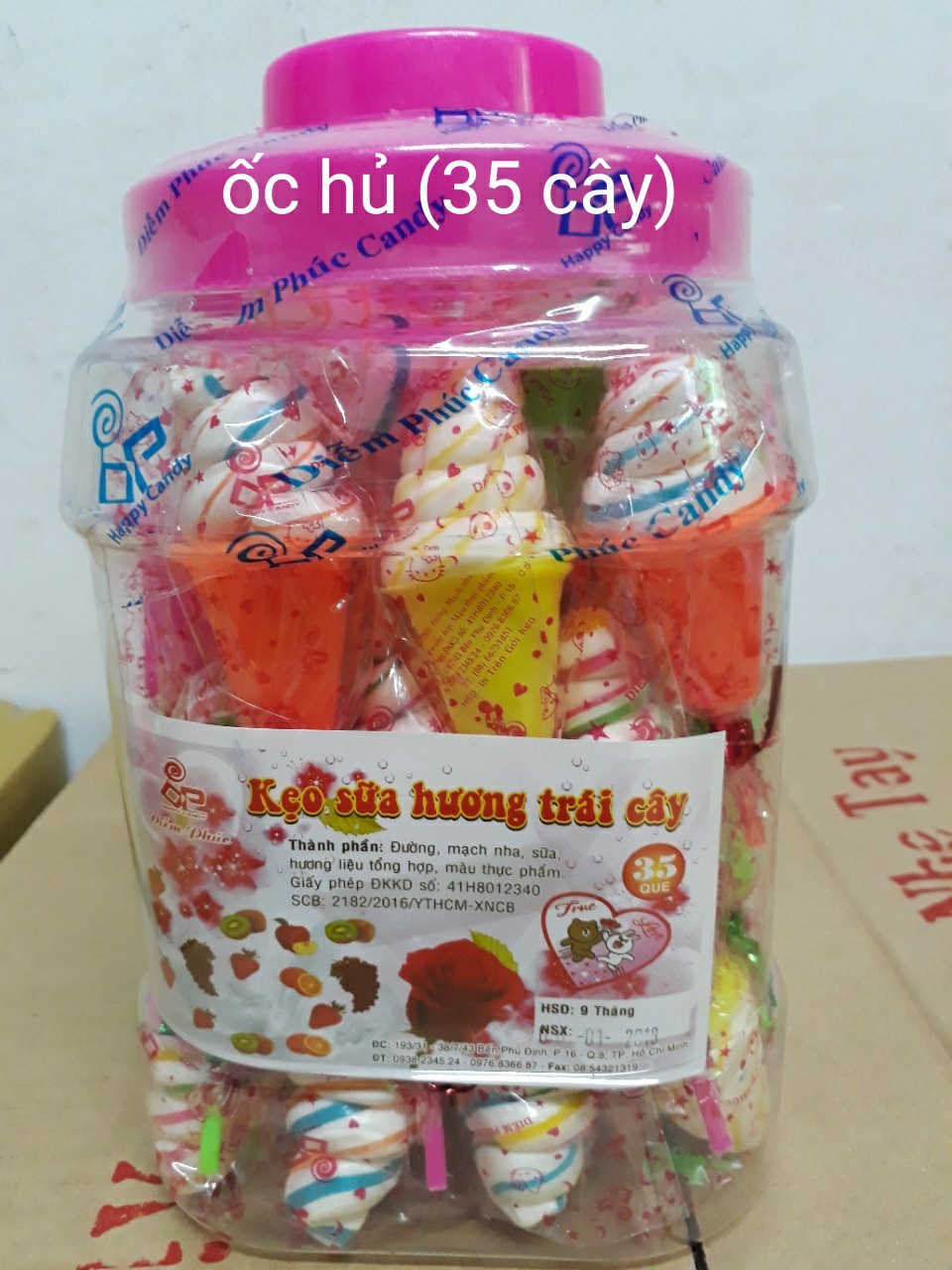 kẹo mút ỐC KEM35 que- date mới