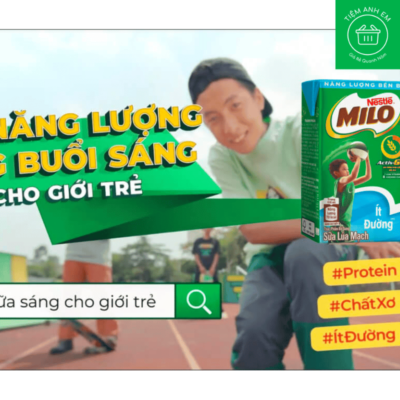 Lốc 4 hộp thức uống lúa mạch uống liền ít đường Milo Active Go 115ml