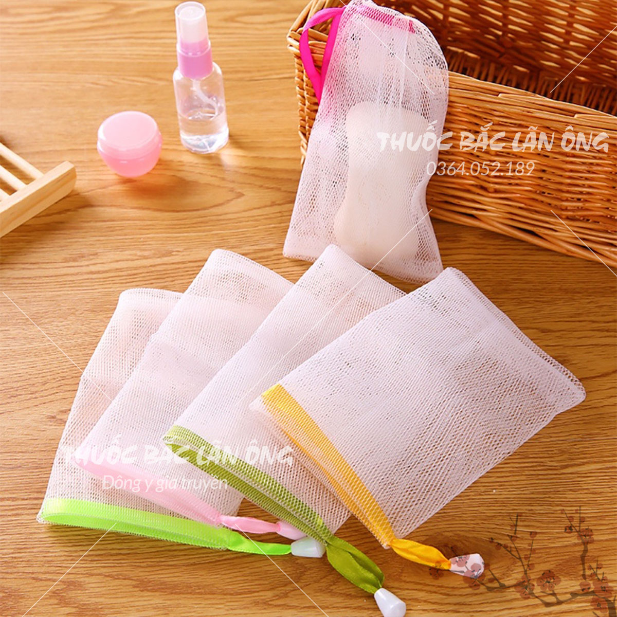 Túi lưới tạo bọt xà bông, túi đựng xà phòng tắm cao cấp - Lãn Ông